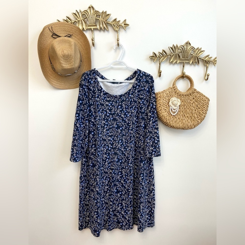 Boho cotton blend short sleeve dress Xl to 1X